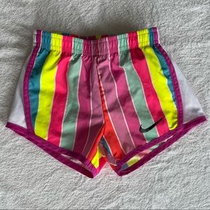 Nike Dri-Fit Tempo Pink Yellow Aqua Toddler Striped Running Shorts